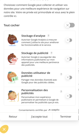 Gestion des cookies axeptio