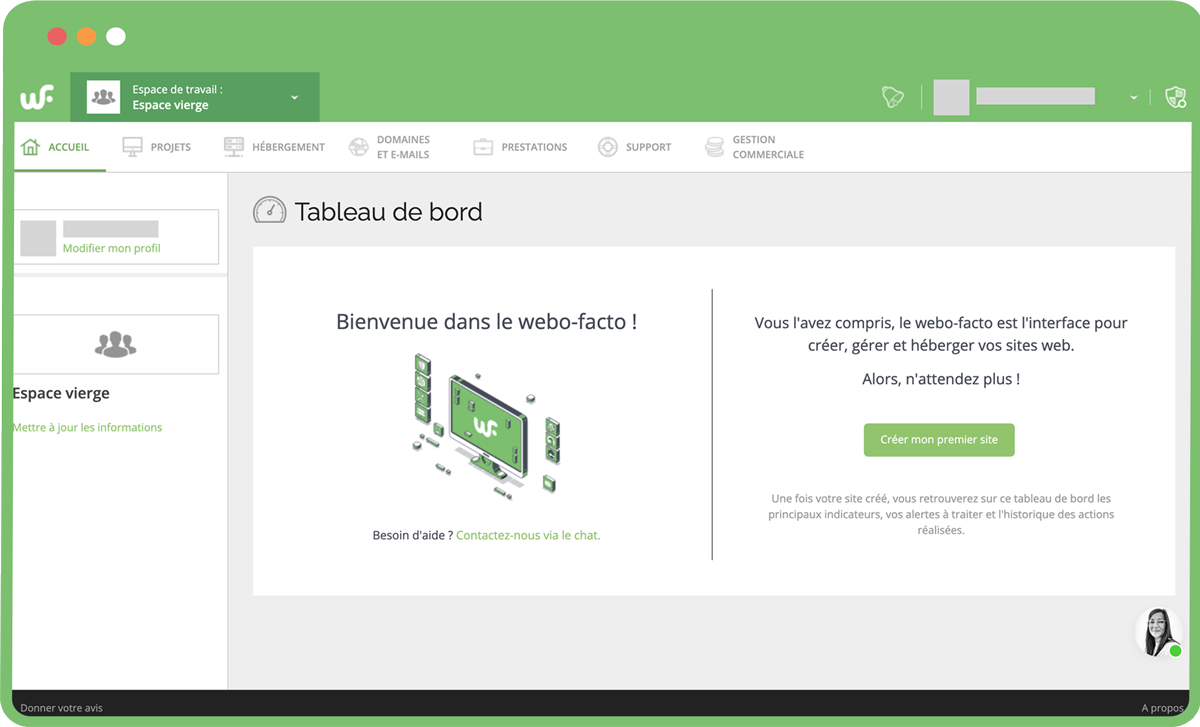 Tableau de bord créer mon premier projet